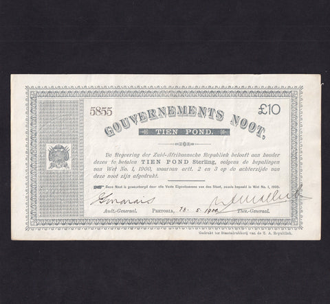 South Africa (P.57b) £10, Pretoria, 28th May 1900, no.5855, Good EF