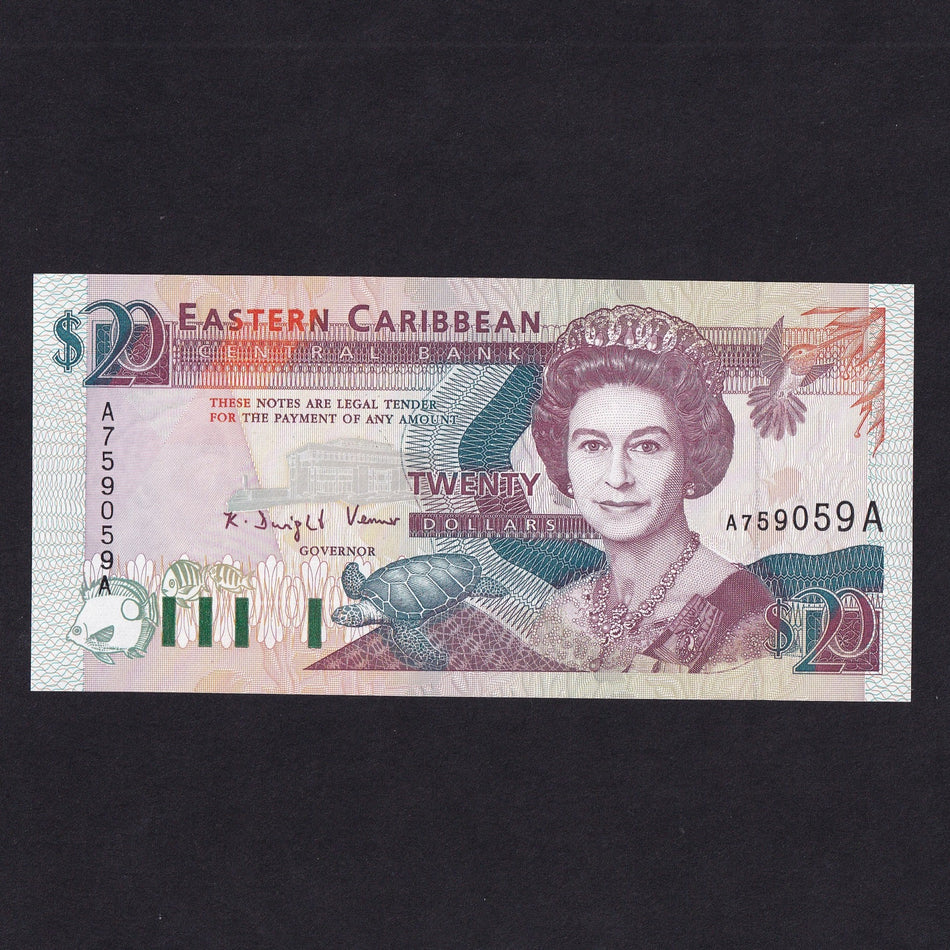 East Caribbean (P28a) $20, wide building, A491349A, UNC