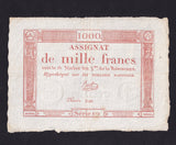 France (Assignats, PA80) 1000 Francs, 1795, red, Series 172, Bert, Good VF