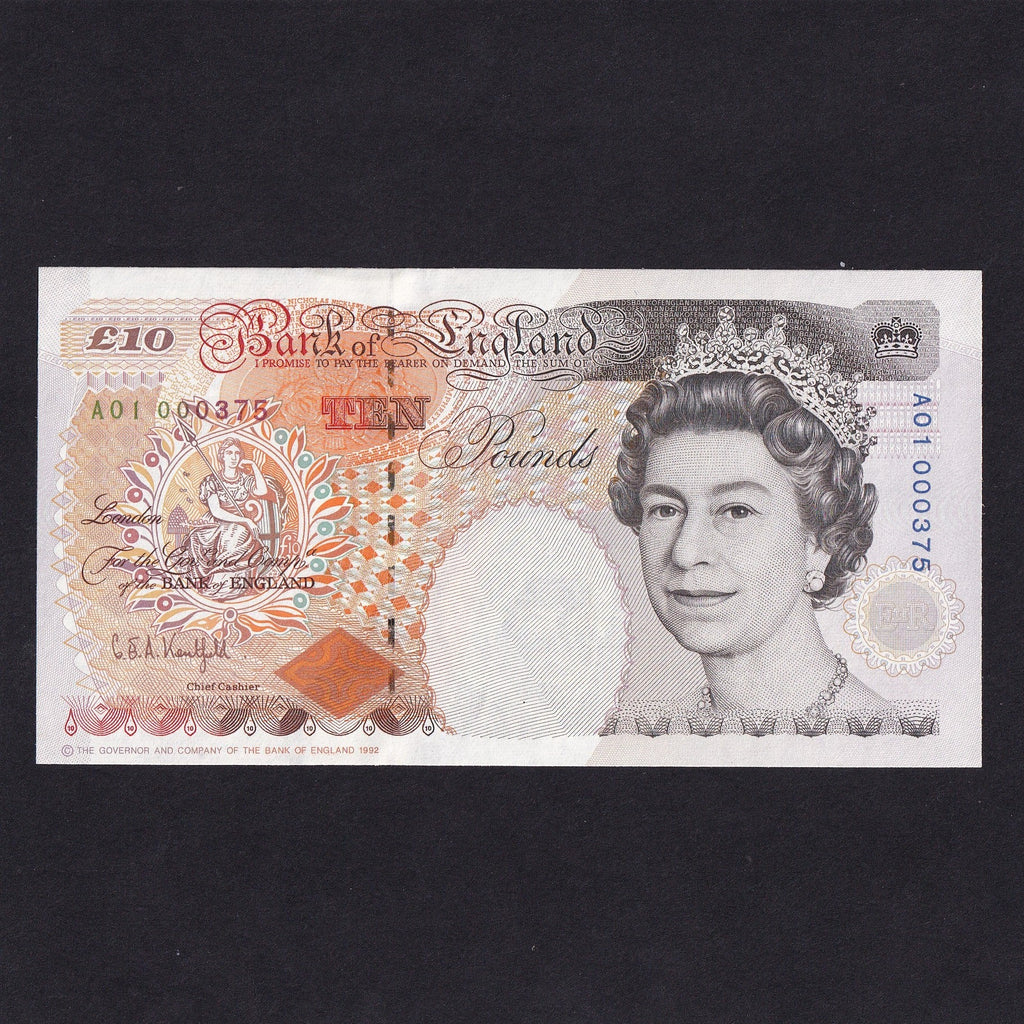 Bank of England (B366) Kentfield, £10, first million & low serial, A01 000375, UNC