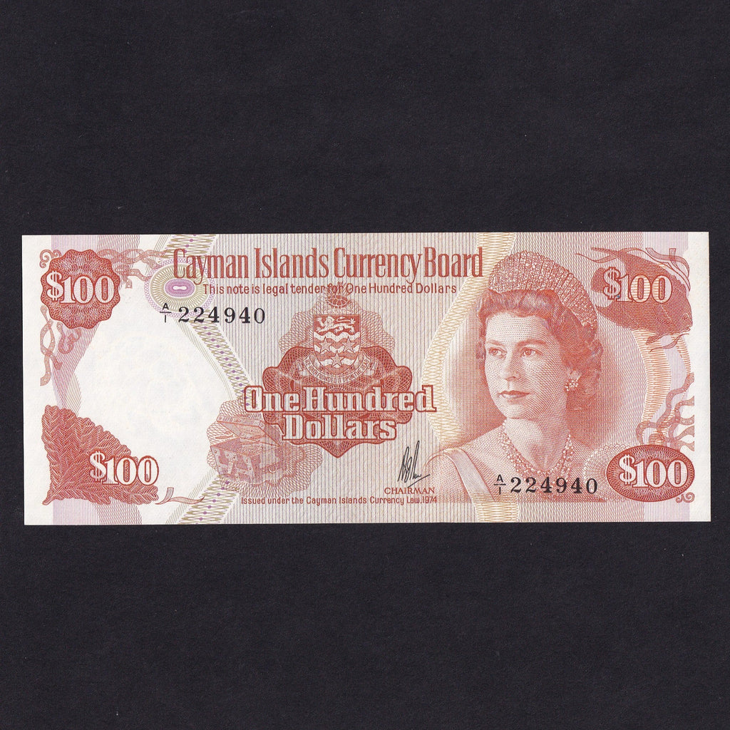 Cayman Islands (P11a) $100, L.1974 (1982), QEII, deep orange, A/1 224940, UNC
