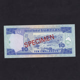 Swaziland (P15as) 10 Emalangeni specimen, King Mswati III, A000000, Central Bank of Swaziland, UNC