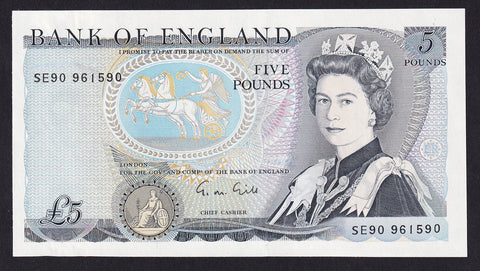 Bank of England (B353) Gill, £5, last Million from circulation, SE90 961594, UNC