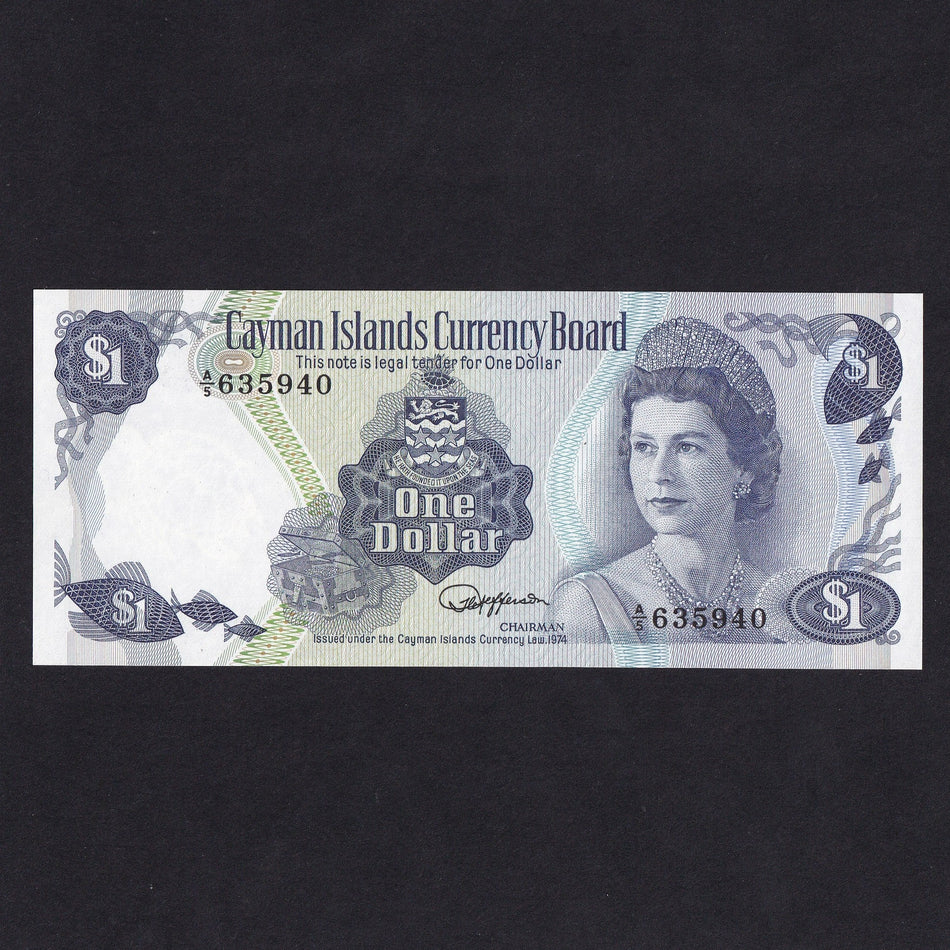 Cayman Islands (P.5d) $1, 1974, QEII, A/5 635940, UNC