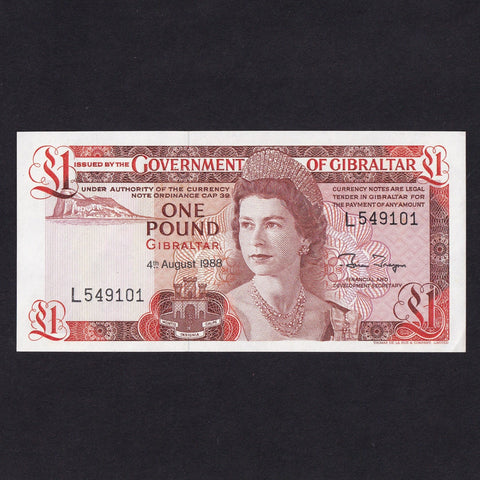 Gibraltar (P20e) £1, 4th August 1988, QEII, UNC