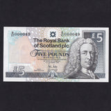 Scotland (P352e) Stephen Hester First series £5, 21st November 2008, superb low serial, B97 000049, RB97e, UNC