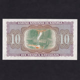 Katanga (P5Ar) 10 Katangas, part printed note, UNC
