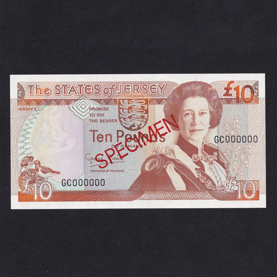 Jersey (P22s) £10 specimen, QEII, G. Baird, UNC