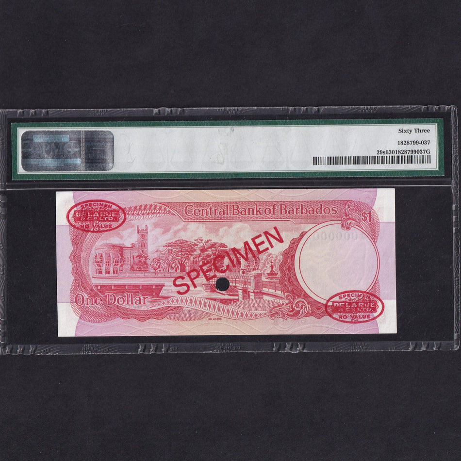 Barbados (P29s) $1 specimen, ND (1973), PMG63, UNC