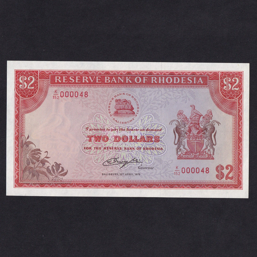 Rhodesia (P31p) $2, 10th April 1979, K/152 000048, this is note 48 of the date, UNC