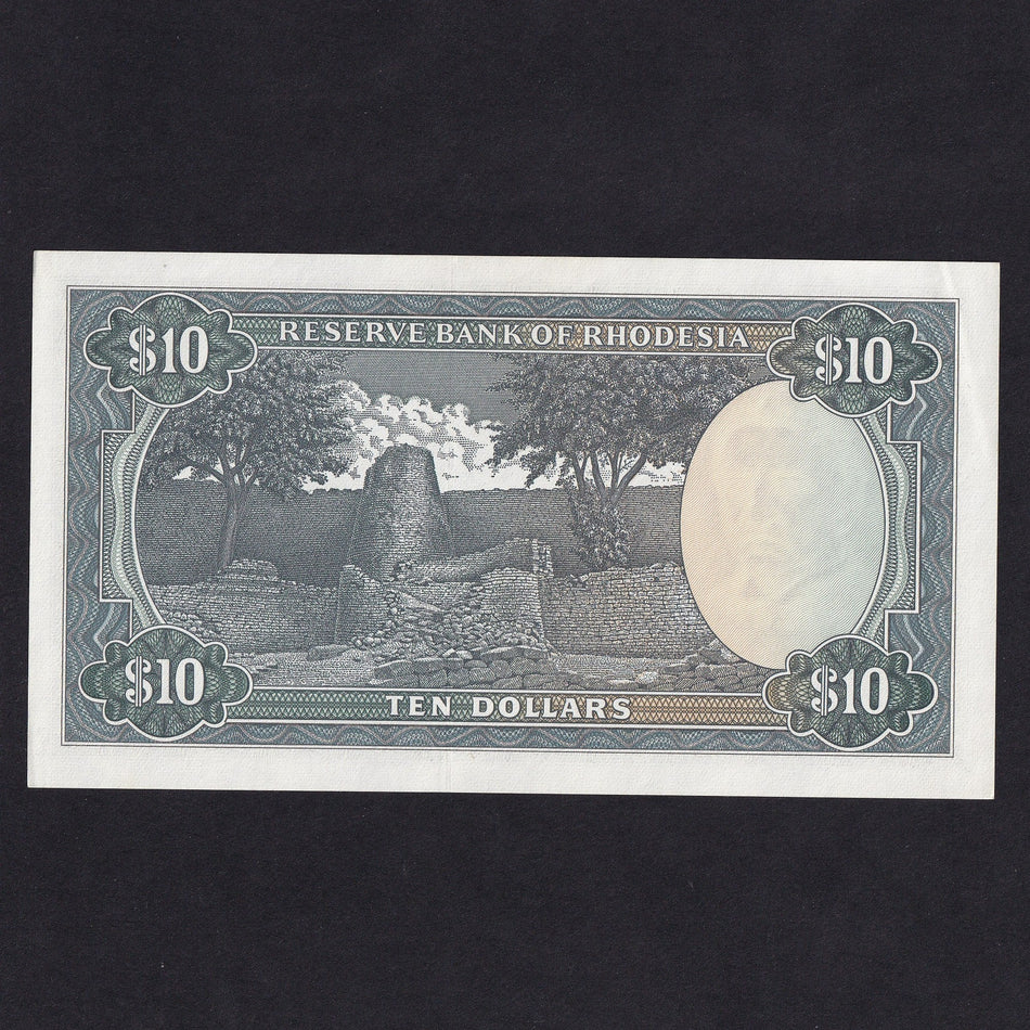 Rhodesia (P37) $10, 1st March 1976, this is note 48 of the date, J/40 000048, Good EF