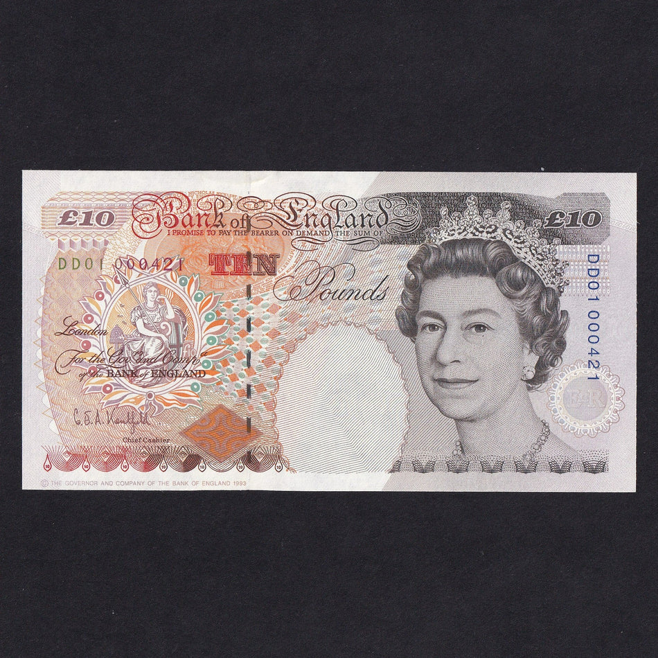 Bank of England (B369) Kentfield, £10, first million & low serial, DD01 000421, UNC