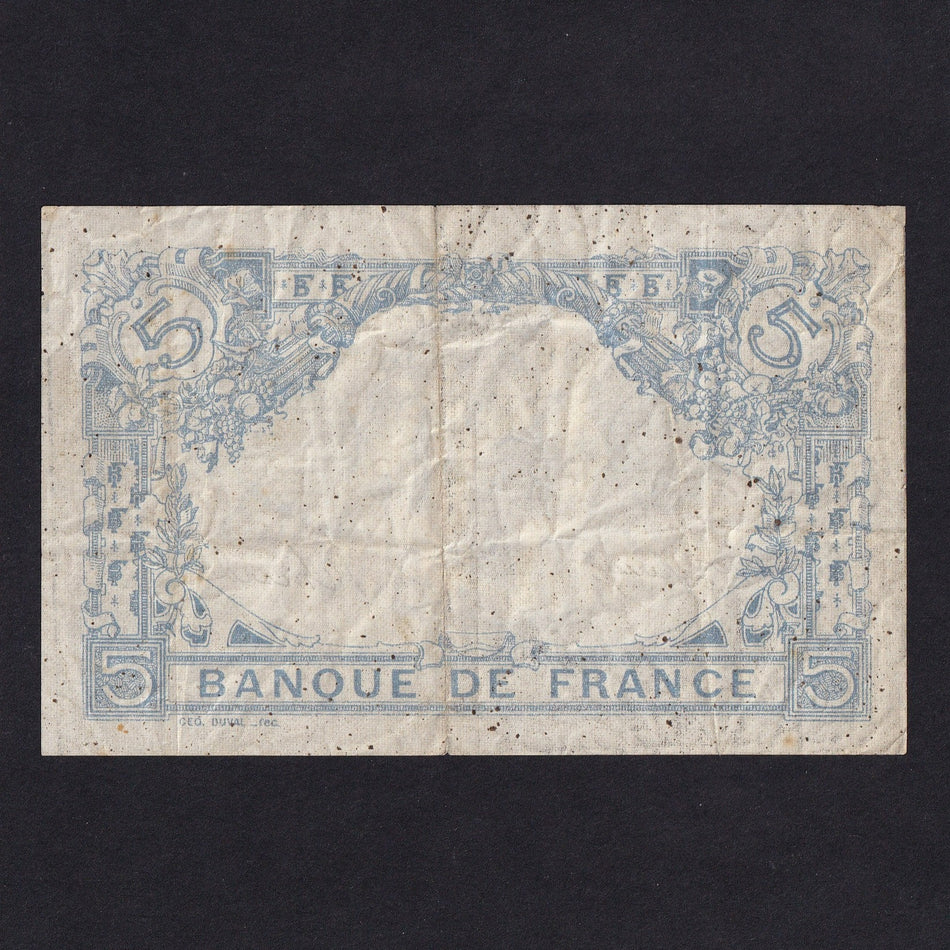 France (P.70) 5 Francs, 1916, Libra, no allegorical figures reverse, Fine