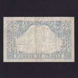 France (P.70) 5 Francs, 1916, Libra, no allegorical figures reverse, Fine