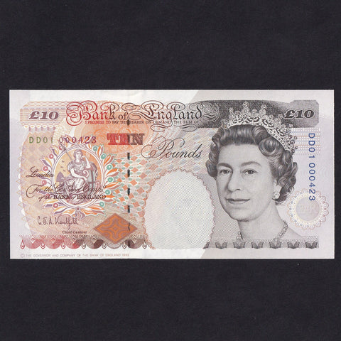 Bank of England (B369) Kentfield, £10 DD01 000423 , first million & low serial, UNC