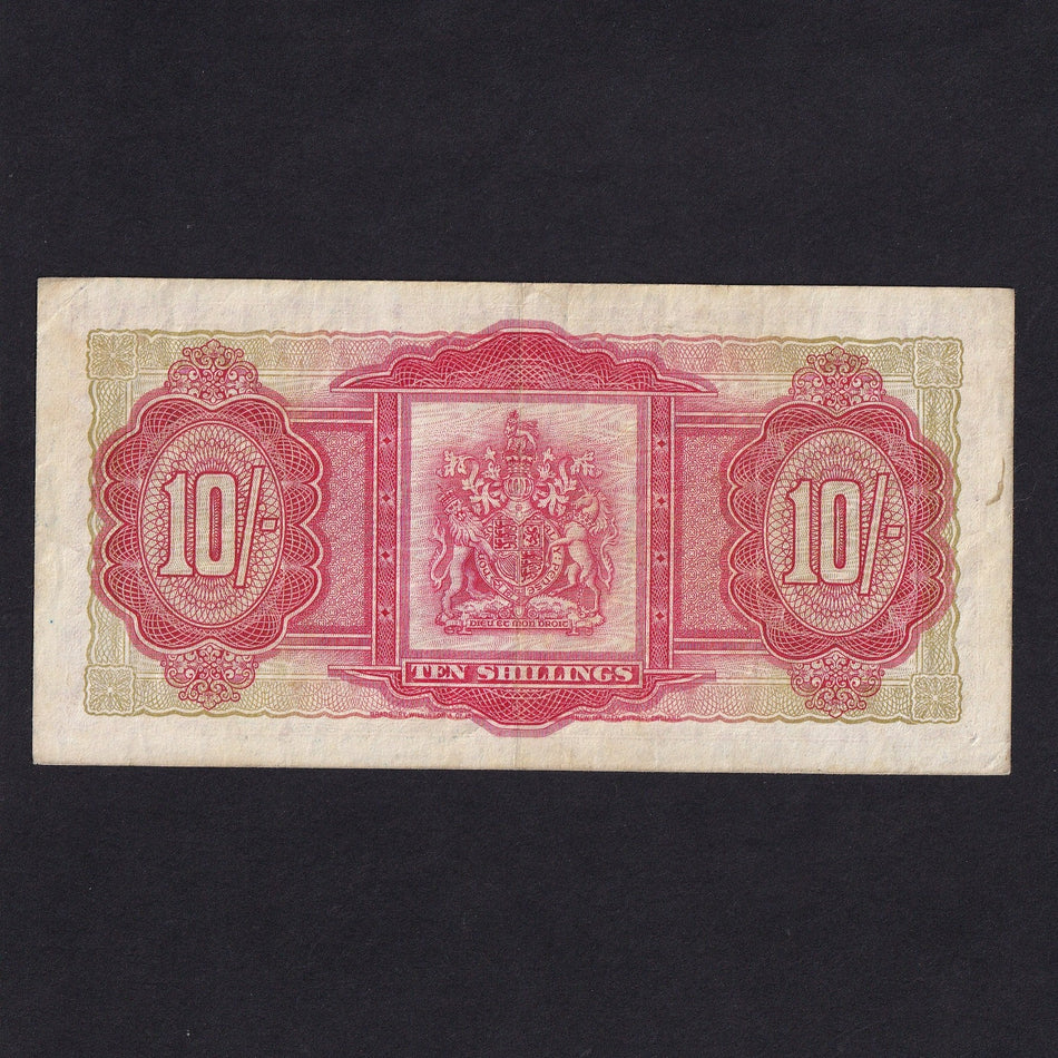 Bermuda (P19c) 10 Shillings, 1st May 1957, QEII, U/1 868877, A/VF