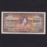 Bermuda (P18b) 5 Shillings, 1st May 1957, QEII, D/2 726529, Good EF
