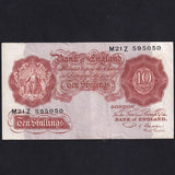 Bank of England (B266) Beale, 10 Shillings, M--Z, centre fold otherwise EF