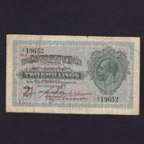 Malta (P15) 1 Shilling emergency overprint on 2 Shillings, 1919 (overprint 1940) A/1 19652, Fine