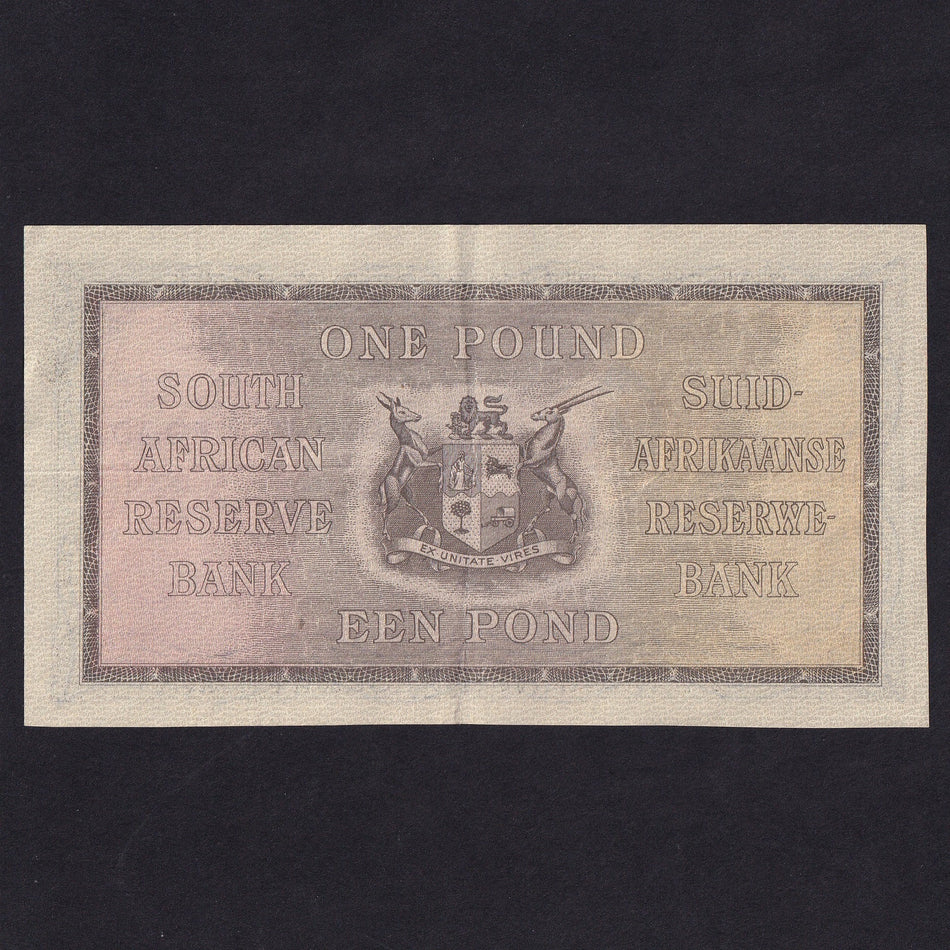 South Africa (P.84f) £1, 9th April 1947, De Kock signature, A/167 373006, folds, EF