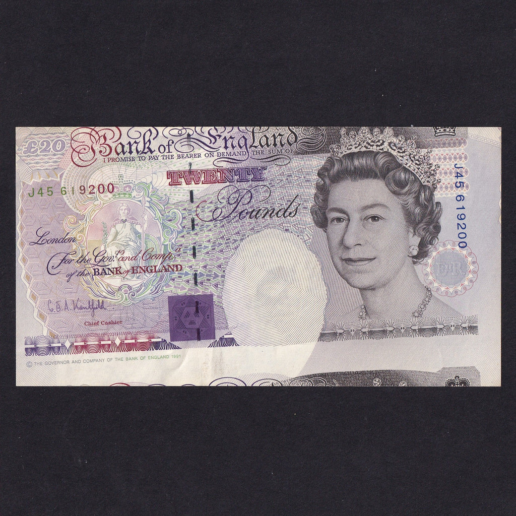 Bank of England (B371) Kentfield, £20 error, miscut with part of note below, J45 619200, Good EF