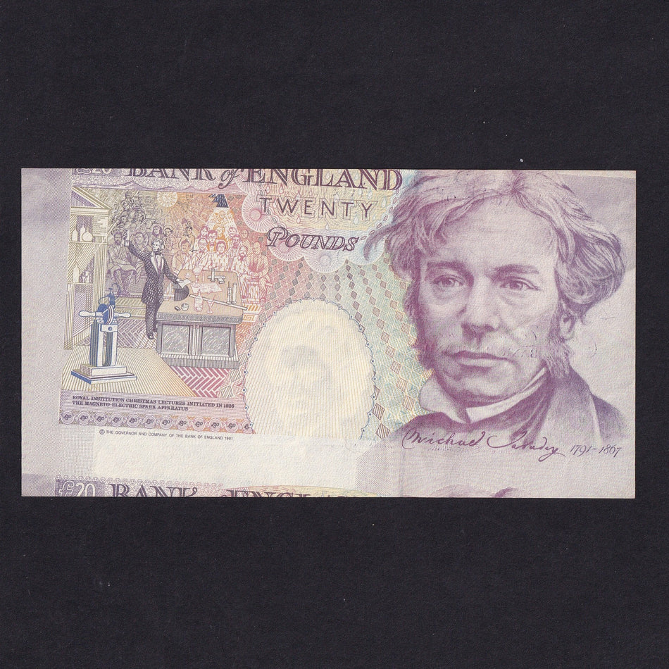 Bank of England (B371) Kentfield, £20 error, miscut with part of note below, J45 619200, Good EF