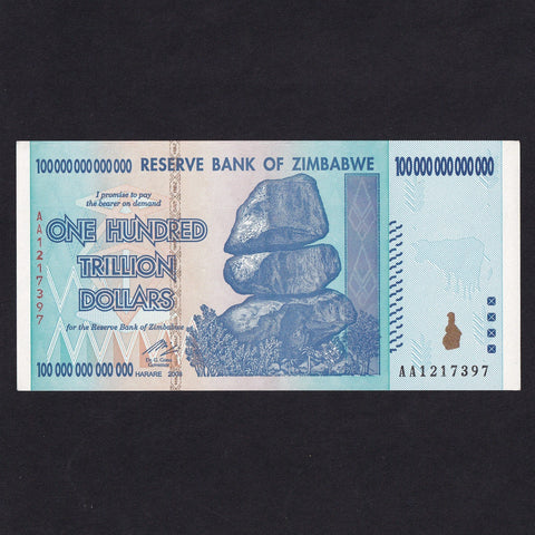 Zimbabwe (P91) 100 Trillion Dollars, 2008, Good EF
