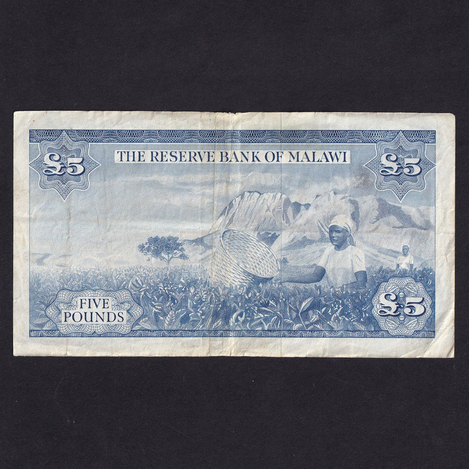 Malawi (P.4) £5, 1964, Banda, A121452, tear, Fine