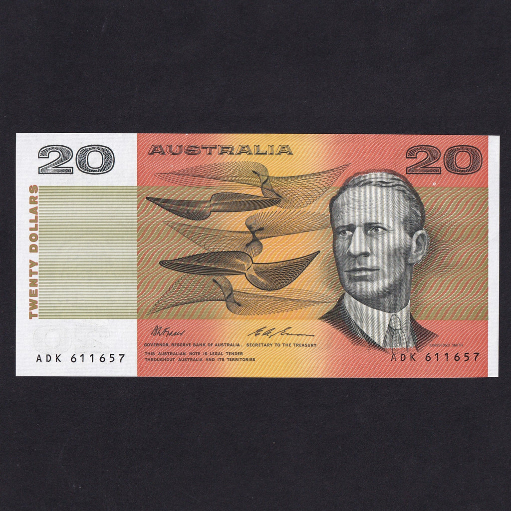 Australia (P46i) $20, Kingsford Smith, ADK, Fraser/ Evans, last prefix, UNC