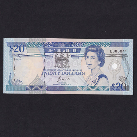 Fiji (P.95a) $20, Reserve Bank of Fiji, QEII, E08, serrated thread, UNC