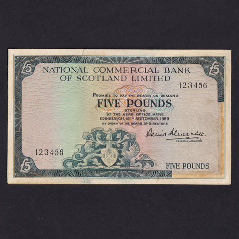 Scotland, National Commercial Bank of Scotland, £5 printer's model for note never issued, 1959, some scuff marks, otherwise Fine