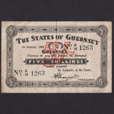Guernsey (P31) 5 Shillings, 1st January 1943, A/R11263, rust, Fine