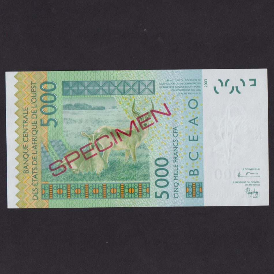 West African States (P617Hs) Senegal, 5000 Francs specimen, no.88, UNC