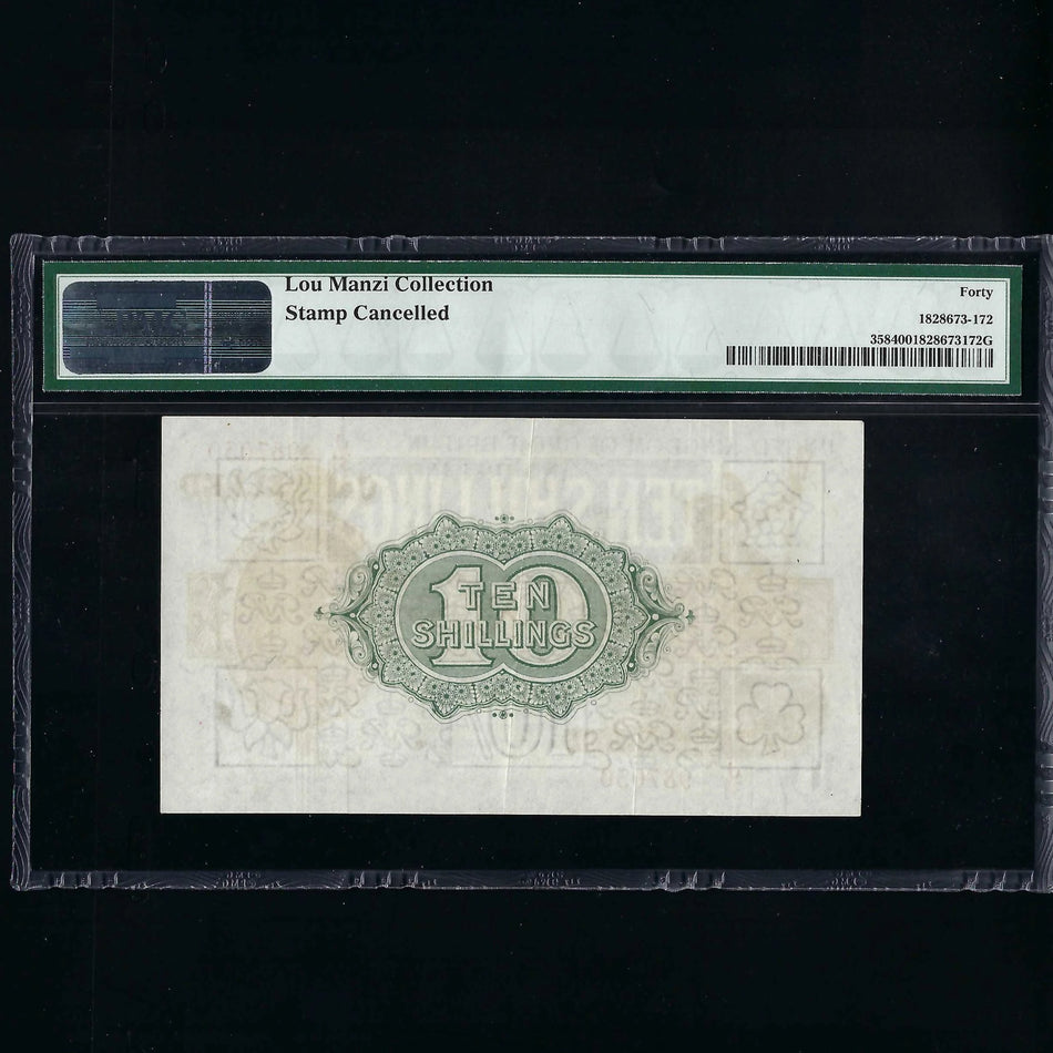 Treasury Series (T30c) Fisher, 10 Shillings, J31 987030, see EPM page 20, cancelled for use as a specimen, (PMG40) EF