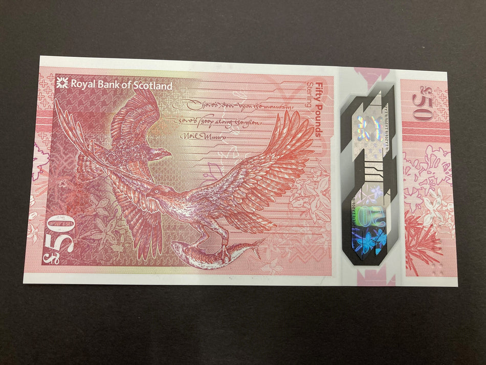 Scotland, Royal Bank of Scotland, £50, 2020, AA000013, the 10th lowest number available as notes 1-3 in bank's archive, PMS RB113, UNC