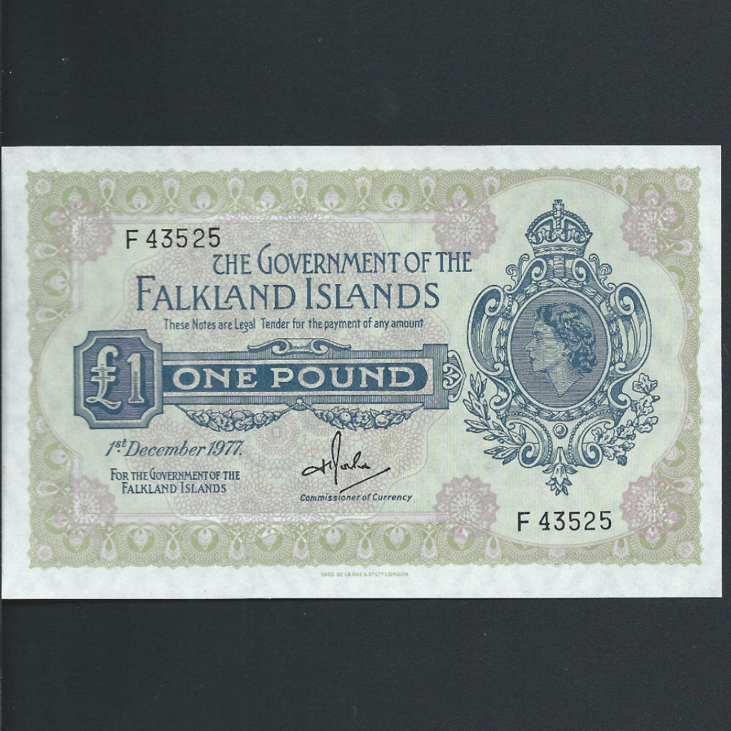 Falkland Islands (P.8c) £1, 1977, QEII, Rowlands signature, UNC