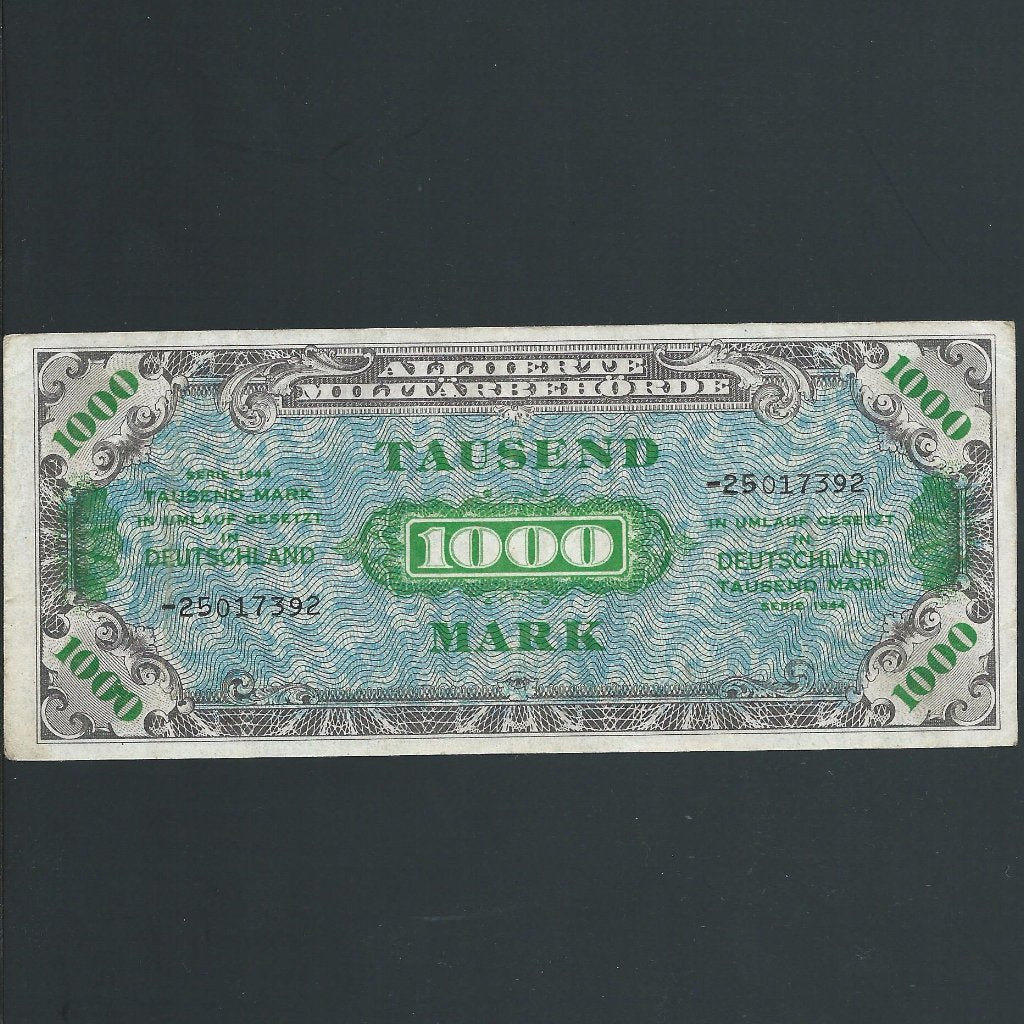 Germany (P198b) 1000 Mark, 1944, Allied Military Currency, 8 digit dash without Forbes, Fine