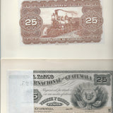 Guatemala (PS156A) 25 Peso obverse reverse proofs, El Banco Americano
