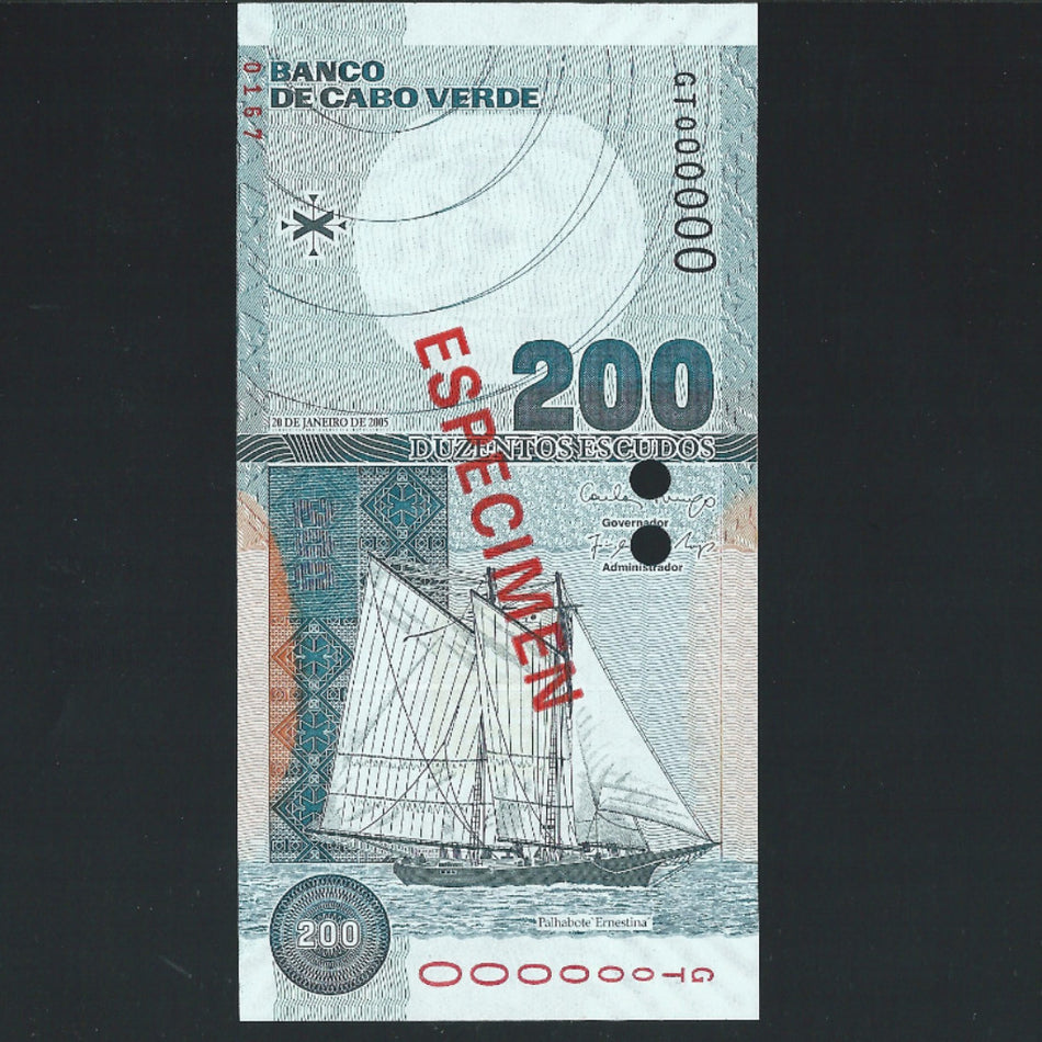 Cape Verde (P68s) 200 Escudos specimen, 2005, UNC