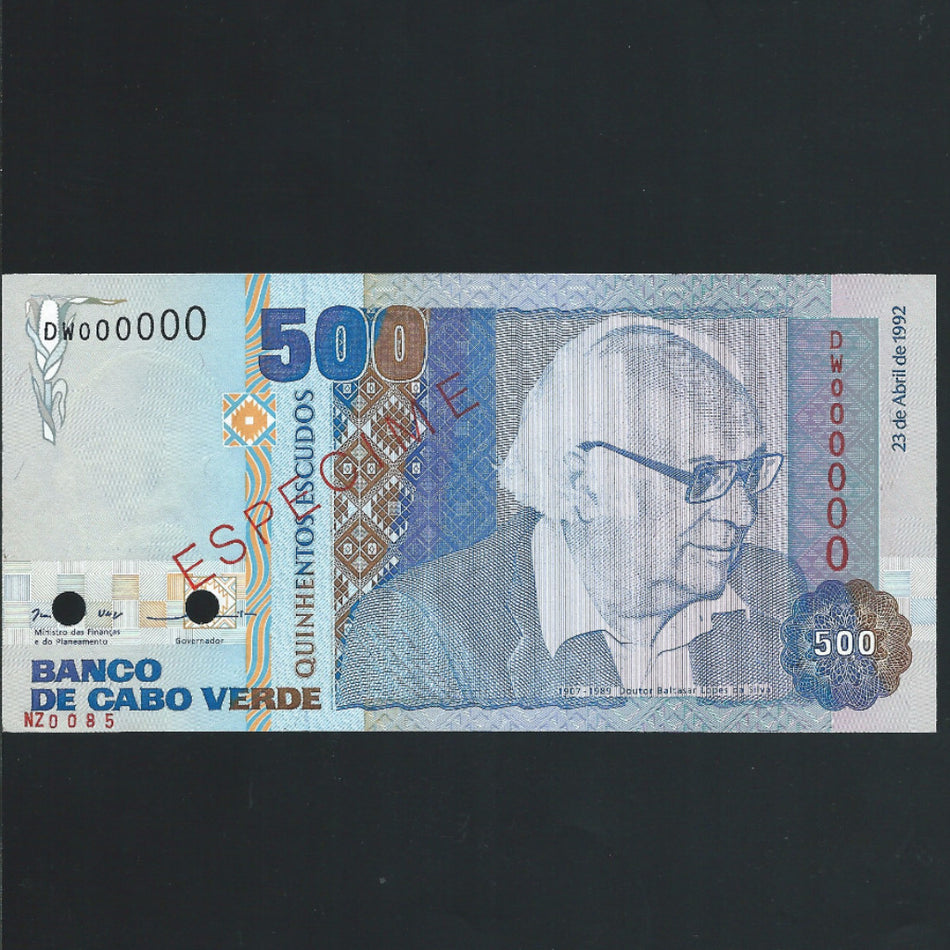 Cape Verde (P64s1) 500 Escudos specimen, 1992, UNC