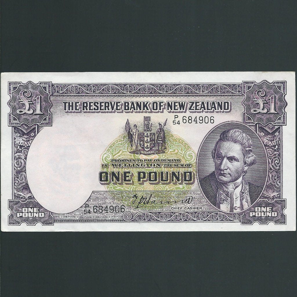 New Zealand (P159a) £1, 1940-55, Hanna signature, P54 684906, EF
