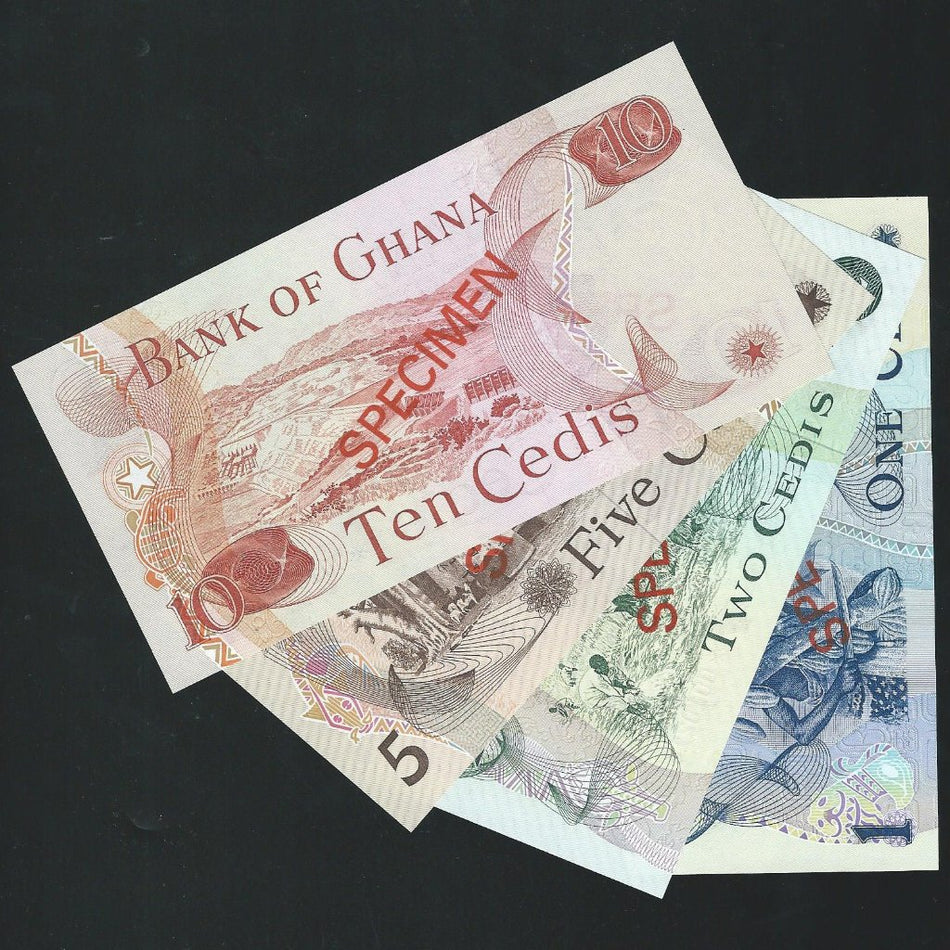 Ghana (PCS1) 1 - 10 Cedis collector's specimen set, Franklin Mint, UNC