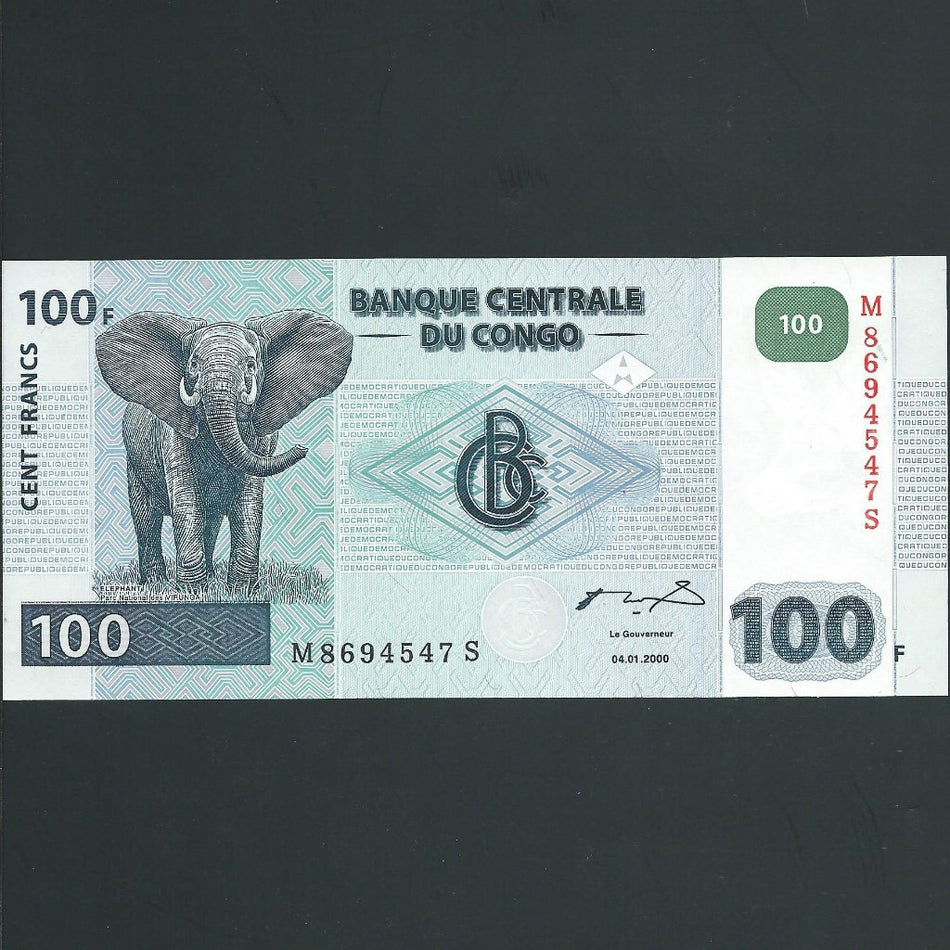 Congo Democratic Republic (P92A) 100 Francs, 4th January 2000, printer HdMZ, UNC