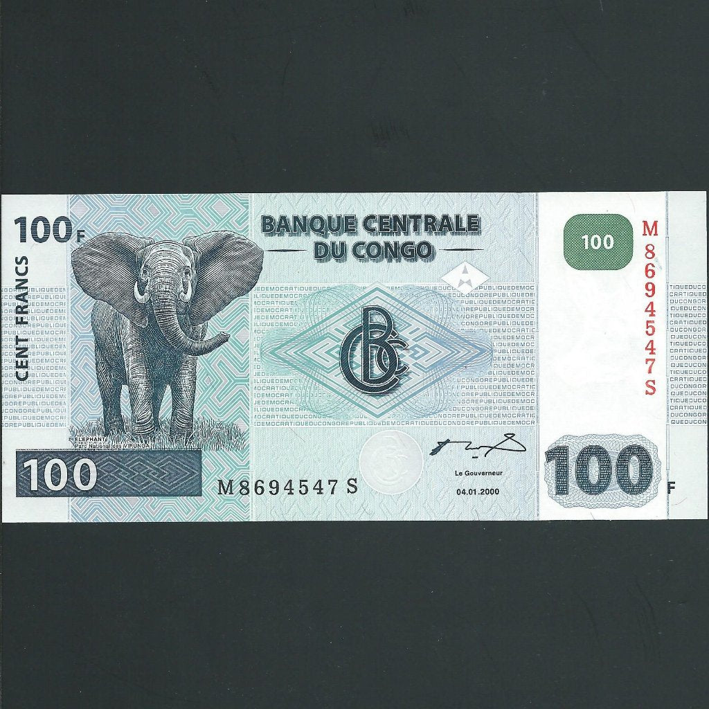 Congo Democratic Republic (P92A) 100 Francs, 4th January 2000, printer HdMZ, UNC