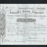 Adelphi Bank Limited £20 Share (1880s) - Colin Narbeth & Son Ltd. - 1
