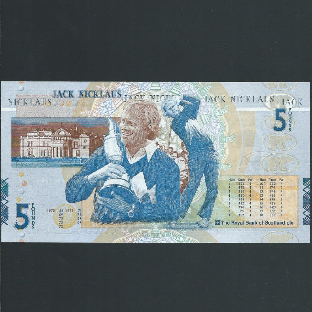 Scotland £5 Jack Nicklaus commemorative, Royal Bank of Scotland, UNC - Colin Narbeth & Son Ltd. - 1