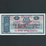 P.166s Scotland £1 specimen (01.07.1963) British Linen Bank, Anderson signature, Z/3 000000, 100 printed, D63, glue residue, Good EF - Colin Narbeth & Son Ltd. - 1
