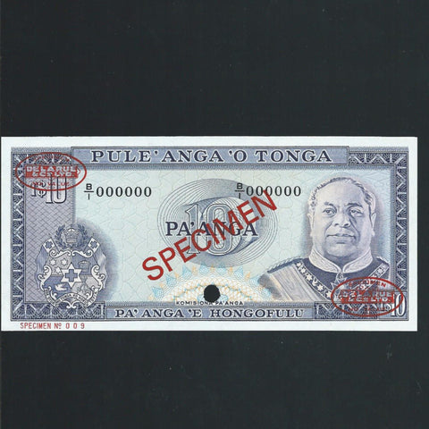 P.28 Tonga 10 Pa'anga specimen (1992) no signature, B/1 000, UNC - Colin Narbeth & Son Ltd.