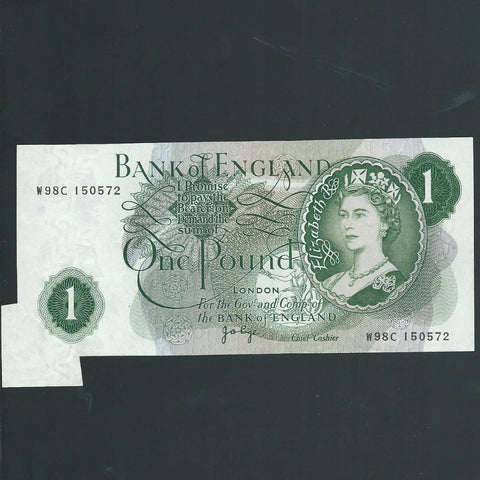 Bank of England (B320) Page, £1 error, extra paper, W98C, EF