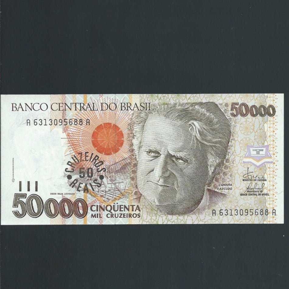 P.237 Brazil 50 Cruzerios Reals on 50000 Cruzeiros (1993) UNC - Colin Narbeth & Son Ltd. - 1